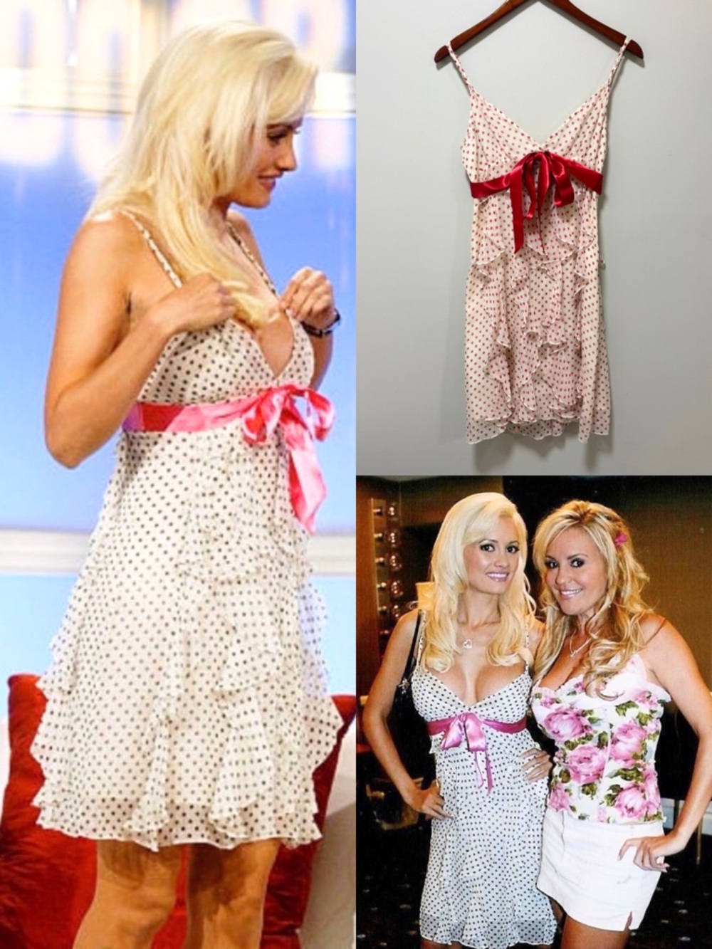 ASO Holly Madison Rare Early 2000s Ruffle Bow Dress with Polka Dots Alt